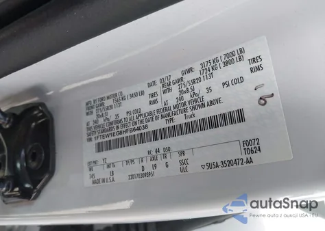 2017 Ford F-150 Lariat from USA, damaged, VIN 1FTEW1EG8HFB64038